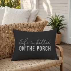 Creative Products Life Is Better On The Porch Black And White 14x20 Indoor / Outdoor Pillow -Home Decor GUEST a1308b42 de13 41a9 a3e0 1ee62c9ffe69