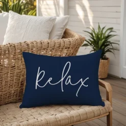 Creative Products Relax Thin Script Navy 14x20 Indoor / Outdoor Pillow -Home Decor GUEST a4268fdf 8011 40f7 ba5c b1c6b1c282b9