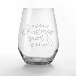 Creative Products Christmas Spirit 15 Oz. Stemless Wine Glass