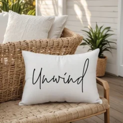 Creative Products Unwind Script White And Black 14x20 Indoor / Outdoor Pillow -Home Decor GUEST ad3d46bb 5994 4f7c b4f2 80e0ab81e045