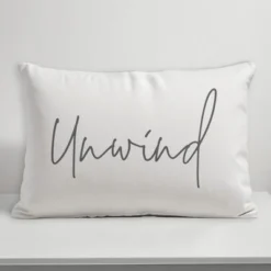 Creative Products Unwind Script White And Grey 14x20 Indoor / Outdoor Pillow -Home Decor GUEST b1de1e9a cbdb 440f 9dec 43b6a7870bf3