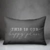 Creative Products This Is Our Happy Place Grey And White 14x20 Indoor / Outdoor Pillow