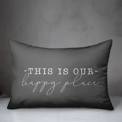 Creative Products This Is Our Happy Place Grey And White 14x20 Indoor / Outdoor Pillow 1 Creative Products This Is Our Happy Place Grey And White 14x20 Indoor / Outdoor Pillow
