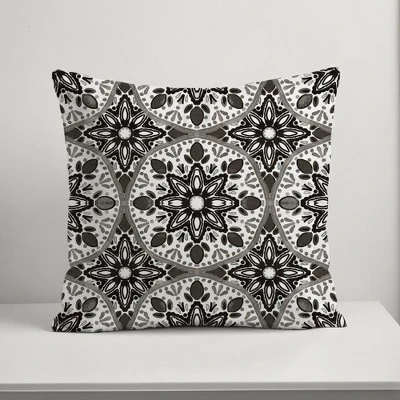 Creative Products Faded Black Gray Medallions 18x18 Indoor / Outdoor Pillow 4 Creative Products Faded Black Gray Medallions 18x18 Indoor / Outdoor Pillow - Image 4