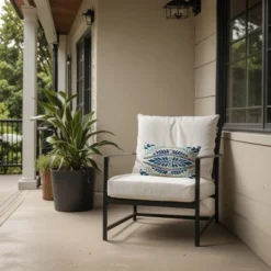 Creative Products Blue Colored Large Folk Pattern 14x20 Indoor / Outdoor Pillow -Home Decor GUEST bf2b8c27 8a1a 4c78 af2d 91c4f52439e5