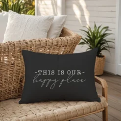 Creative Products This Is Our Happy Place Black And White 14x20 Indoor / Outdoor Pillow -Home Decor GUEST c03a918f 07f6 4cc9 9de5 f0af0a908b38