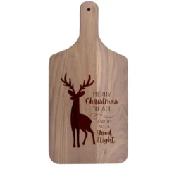 Creative Products Merry Christmas Deer 8 X 17 Walnut Paddle Cutting Board