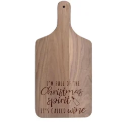 Creative Products Christmas Spirit Wine 8 X 17 Walnut Paddle Cutting Board