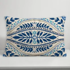 Creative Products Blue Colored Large Folk Pattern 14x20 Indoor / Outdoor Pillow -Home Decor GUEST c870b857 02bf 4d93 915a 4085e196e92d