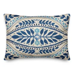 Creative Products Blue Colored Large Folk Pattern 14x20 Indoor / Outdoor Pillow