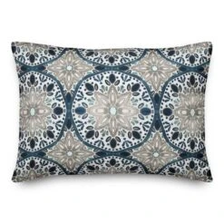 Creative Products Faded Gray Blue Medallions 14x20 Indoor / Outdoor Pillow