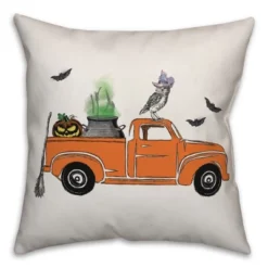 Creative Products Orange Halloween Truck 18 X 18 Indoor / Outdoor Pillow -Home Decor GUEST cf89250a e231 4ddd ba4b 682bb839c7ef