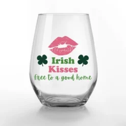Creative Products Irish Kisses 15oz Printed Stemless Wine Glass
