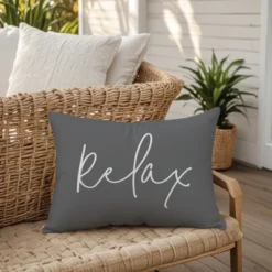 Creative Products Relax Thin Script Grey And White 14x20 Indoor / Outdoor Pillow -Home Decor GUEST d3b4d304 b7b6 42a5 b56f 5421f1e5bf40