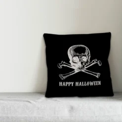 Creative Products Skull And Crossbones Happy Halloween 16x16 Indoor / Outdoor Pillow