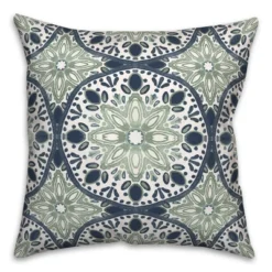 Creative Products Faded Blue Green Medallions 18x18 Indoor / Outdoor Pillow