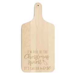 Creative Products Christmas Spirit Wine 8 X 17 Maple Paddle Cutting Board