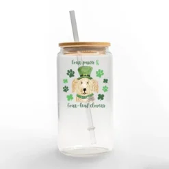 Creative Products Four Paws Four Leaf Clover 16oz Glass Can Cup