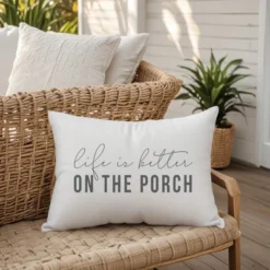 Creative Products Life Is Better On The Porch White And Grey 14x20 Indoor / Outdoor Pillow -Home Decor GUEST e49448d2 154e 47a5 8ec7 141da51f53ab