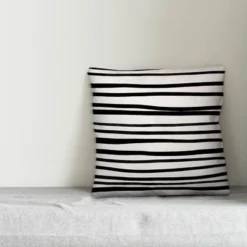 Creative Products Black Watercolor Stripes 16x16 Indoor / Outdoor Pillow