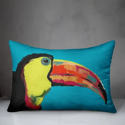 Creative Products Bright Jungle Toucan On Teal 14x20 Indoor / Outdoor Pillow 2 Creative Products Bright Jungle Toucan On Teal 14x20 Indoor / Outdoor Pillow - Image 2
