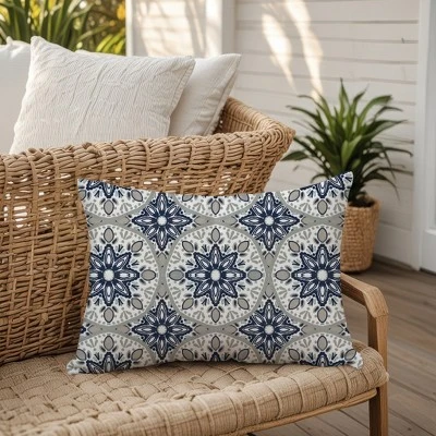 Creative Products Faded Blue Gray Medallions 14x20 Indoor / Outdoor Pillow 5 Creative Products Faded Blue Gray Medallions 14x20 Indoor / Outdoor Pillow - Image 5