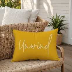 Creative Products Unwind Script Yellow 14x20 Indoor / Outdoor Pillow -Home Decor GUEST ea1e7b0e 1302 4a9a a141 5a43242ec222
