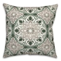 Creative Products Faded Gray Green Medallions 18x18 Indoor / Outdoor Pillow