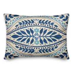 Creative Products Blue Colored Large Folk Pattern 14x20 Indoor / Outdoor Pillow -Home Decor GUEST f027e417 1b46 4619 8fac 9563226609c4