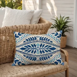 Creative Products Blue Colored Large Folk Pattern 14x20 Indoor / Outdoor Pillow -Home Decor GUEST f5683977 fb9f 4c81 b932 26eae78f1d0d