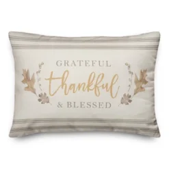 Creative Products Grateful Thankful Blessed Stripes 20 X 14 Indoor / Outdoor Pillow