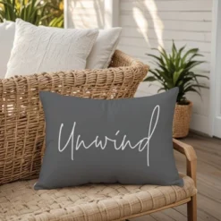 Creative Products Unwind Script Grey And White 14x20 Indoor / Outdoor Pillow -Home Decor GUEST fd3fd2c4 51cc 4124 a741 cd9f15f611ba